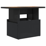 NNEVL Garden Table Black 100x55x73 cm Poly Rattan and Acacia Wood
