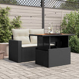 NNEVL Garden Table Black 100x55x73 cm Poly Rattan and Acacia Wood