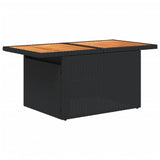 NNEVL Garden Table Black 100x55x73 cm Poly Rattan and Acacia Wood