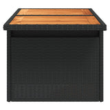 NNEVL Garden Table Black 100x55x73 cm Poly Rattan and Acacia Wood