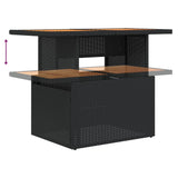 NNEVL Garden Table Black 100x55x73 cm Poly Rattan and Acacia Wood