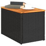 NNEVL Garden Side Tables 2 pcs Black 55x34x37cm Poly Rattan Solid Wood