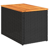 NNEVL Garden Side Tables 2 pcs Black 55x34x37cm Poly Rattan Solid Wood