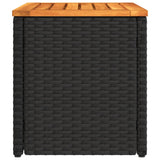 NNEVL Garden Side Tables 2 pcs Black 55x34x37cm Poly Rattan Solid Wood
