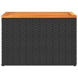 NNEVL Garden Side Tables 2 pcs Black 55x34x37cm Poly Rattan Solid Wood