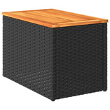 NNEVL Garden Side Tables 2 pcs Black 55x34x37cm Poly Rattan Solid Wood