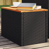 NNEVL Garden Side Tables 2 pcs Black 55x34x37cm Poly Rattan Solid Wood