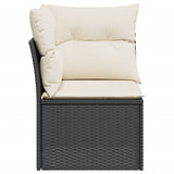 NNEVL Garden Sofa Corner with Cushions Black Poly Rattan