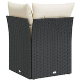 NNEVL Garden Sofa Corner with Cushions Black Poly Rattan