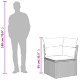 NNEVL Garden Sofa Corner with Cushions Black Poly Rattan