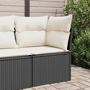 NNEVL Garden Sofa Corner with Cushions Black Poly Rattan