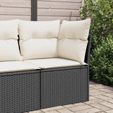 NNEVL Garden Sofa Corner with Cushions Black Poly Rattan