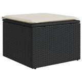 NNEVL Garden Stool with Cushion Black 55x55x37 cm Poly Rattan