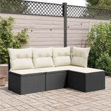 NNEVL Garden Stool with Cushion Black 55x55x37 cm Poly Rattan