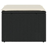 NNEVL Garden Stool with Cushion Black 55x55x37 cm Poly Rattan
