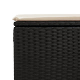 NNEVL Garden Stool with Cushion Black 55x55x37 cm Poly Rattan