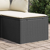 NNEVL Garden Stool with Cushion Black 55x55x37 cm Poly Rattan