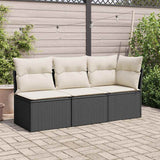 NNEVL Garden Chair Armless with Cushions Black Poly Rattan