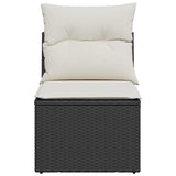 NNEVL Garden Chair Armless with Cushions Black Poly Rattan