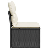 NNEVL Garden Chair Armless with Cushions Black Poly Rattan
