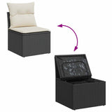 NNEVL Garden Chair Armless with Cushions Black Poly Rattan