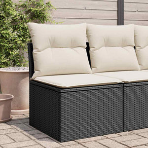 NNEVL Garden Chair Armless with Cushions Black Poly Rattan