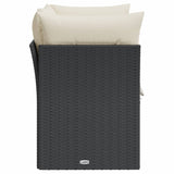 NNEVL Garden Sofa with Cushions 2-Seater Black Poly Rattan