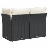 NNEVL Garden Sofa with Cushions 2-Seater Black Poly Rattan