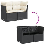 NNEVL Garden Sofa with Cushions 2-Seater Black Poly Rattan