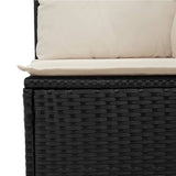 NNEVL Garden Sofa with Cushions 2-Seater Black Poly Rattan