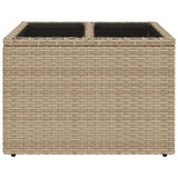 NNEVL Garden Table with Glass Top Beige 55x55x37 cm Poly Rattan