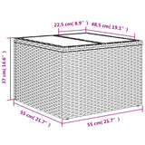 NNEVL Garden Table with Glass Top Beige 55x55x37 cm Poly Rattan
