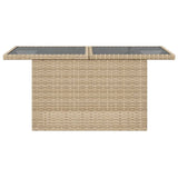 NNEVL Garden Table with Glass Top Beige 100x55x73 cm Poly Rattan