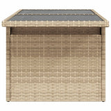 NNEVL Garden Table with Glass Top Beige 100x55x73 cm Poly Rattan