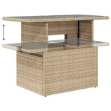 NNEVL Garden Table with Glass Top Beige 100x55x73 cm Poly Rattan