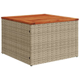 NNEVL Garden Table Beige 55x55x37 cm Poly Rattan and Acacia Wood