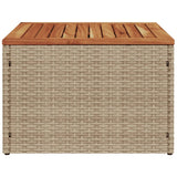 NNEVL Garden Table Beige 55x55x37 cm Poly Rattan and Acacia Wood