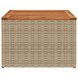 NNEVL Garden Table Beige 55x55x37 cm Poly Rattan and Acacia Wood