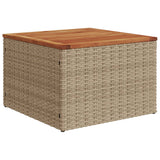 NNEVL Garden Table Beige 55x55x37 cm Poly Rattan and Acacia Wood