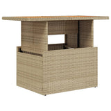NNEVL Garden Table Beige 100x55x73 cm Poly Rattan and Acacia Wood