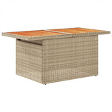 NNEVL Garden Table Beige 100x55x73 cm Poly Rattan and Acacia Wood