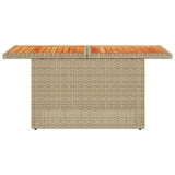NNEVL Garden Table Beige 100x55x73 cm Poly Rattan and Acacia Wood