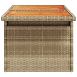 NNEVL Garden Table Beige 100x55x73 cm Poly Rattan and Acacia Wood