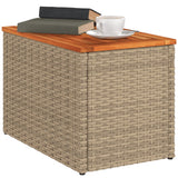 NNEVL Garden Side Tables 2 pcs Beige 55x34x37cm Poly Rattan Solid Wood