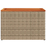 NNEVL Garden Side Tables 2 pcs Beige 55x34x37cm Poly Rattan Solid Wood