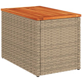 NNEVL Garden Side Tables 2 pcs Beige 55x34x37cm Poly Rattan Solid Wood