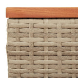 NNEVL Garden Side Tables 2 pcs Beige 55x34x37cm Poly Rattan Solid Wood