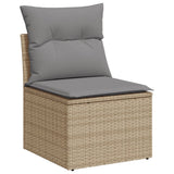 NNEVL Garden Sofa Armless with Cushions Beige Poly Rattan