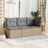 NNEVL Garden Sofa Armless with Cushions Beige Poly Rattan