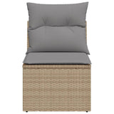 NNEVL Garden Sofa Armless with Cushions Beige Poly Rattan